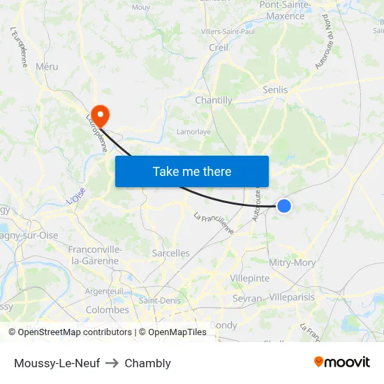 Moussy-Le-Neuf to Chambly map