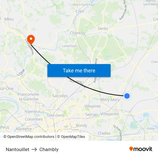 Nantouillet to Chambly map