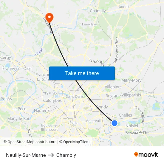 Neuilly-Sur-Marne to Chambly map