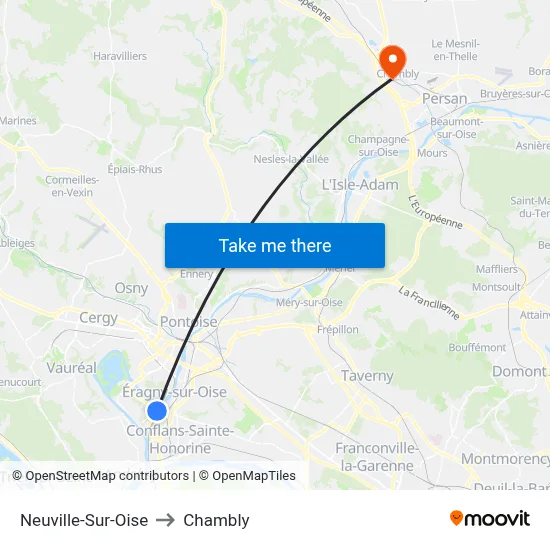 Neuville-Sur-Oise to Chambly map