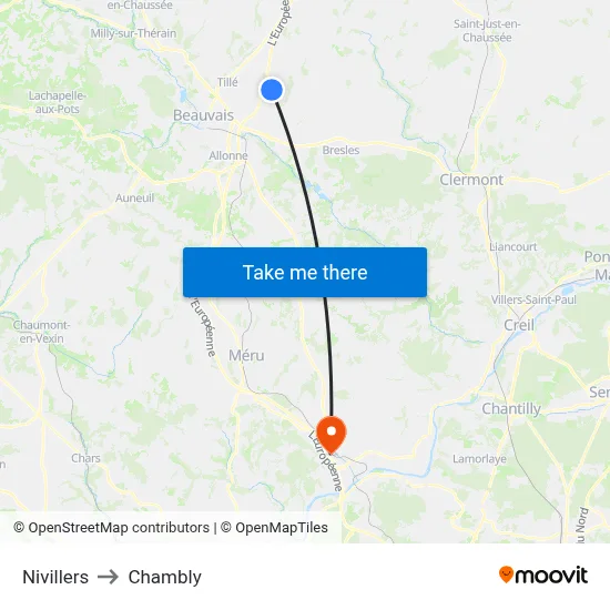 Nivillers to Chambly map