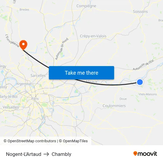 Nogent-L'Artaud to Chambly map