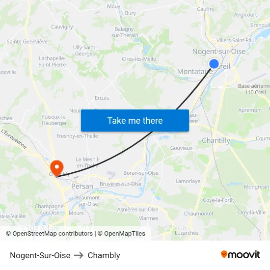 Nogent-Sur-Oise to Chambly map