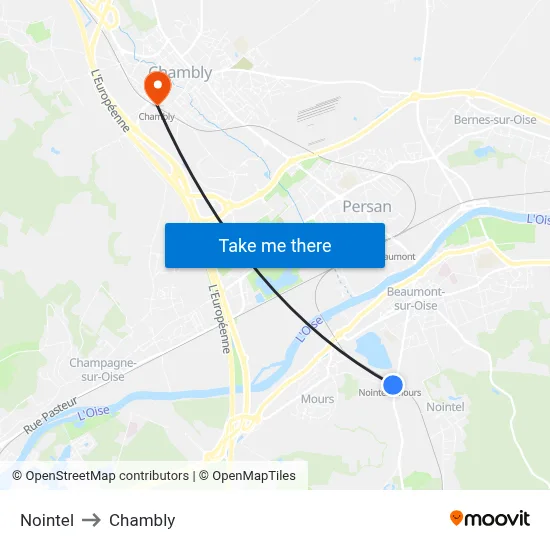 Nointel to Chambly map