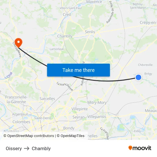Oissery to Chambly map