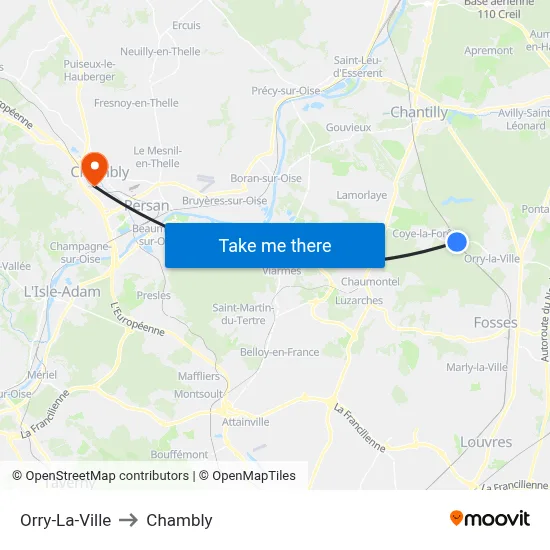 Orry-La-Ville to Chambly map