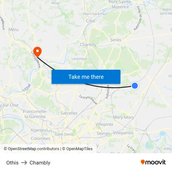 Othis to Chambly map