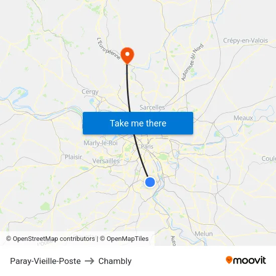 Paray-Vieille-Poste to Chambly map