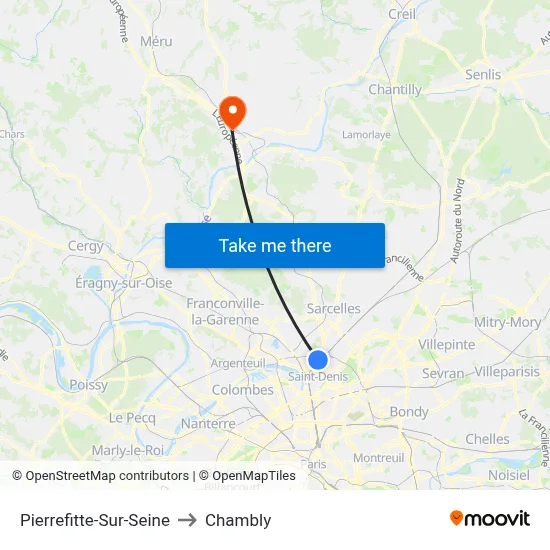 Pierrefitte-Sur-Seine to Chambly map