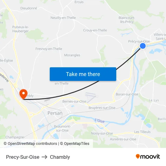 Precy-Sur-Oise to Chambly map