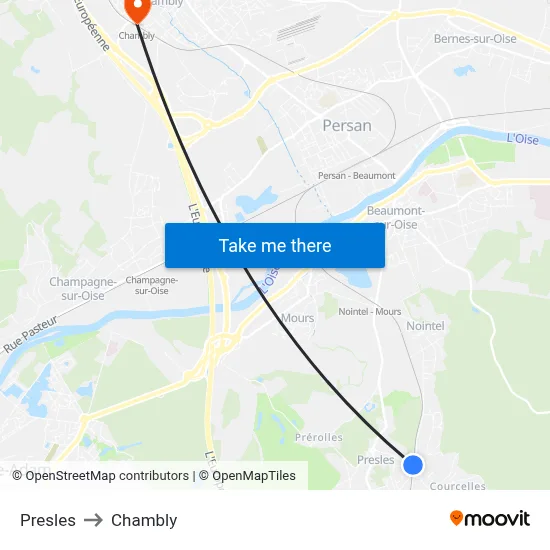 Presles to Chambly map