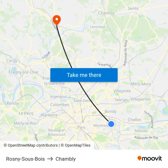 Rosny-Sous-Bois to Chambly map