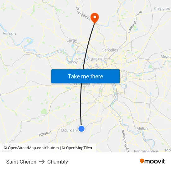 Saint-Cheron to Chambly map