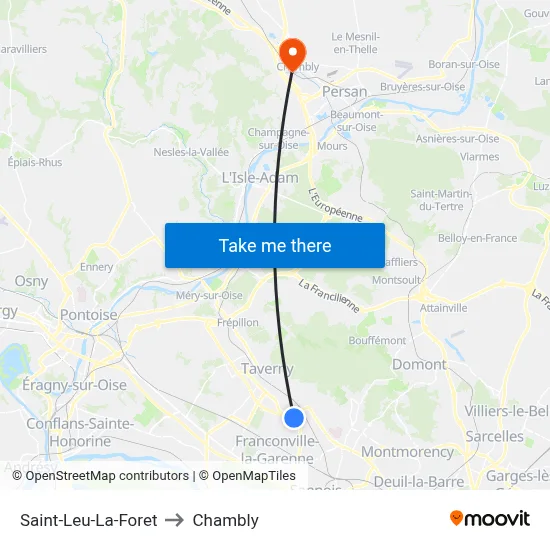 Saint-Leu-La-Foret to Chambly map