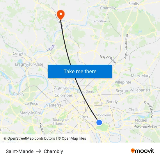 Saint-Mande to Chambly map