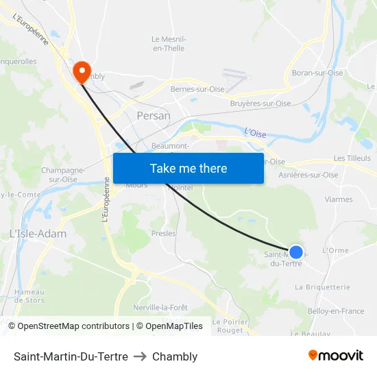 Saint-Martin-Du-Tertre to Chambly map