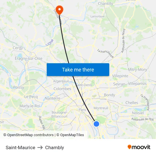 Saint-Maurice to Chambly map