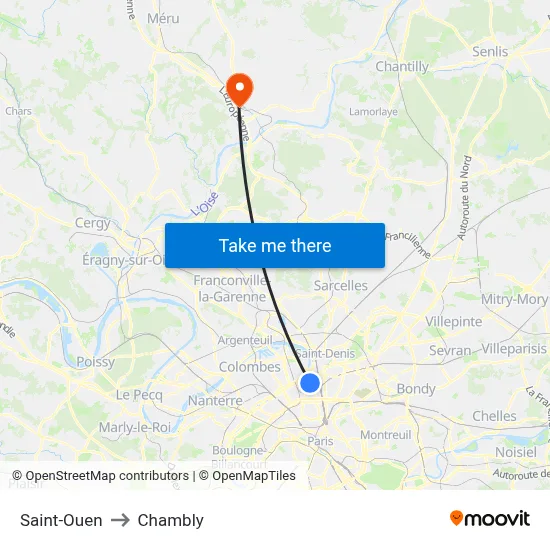 Saint-Ouen to Chambly map
