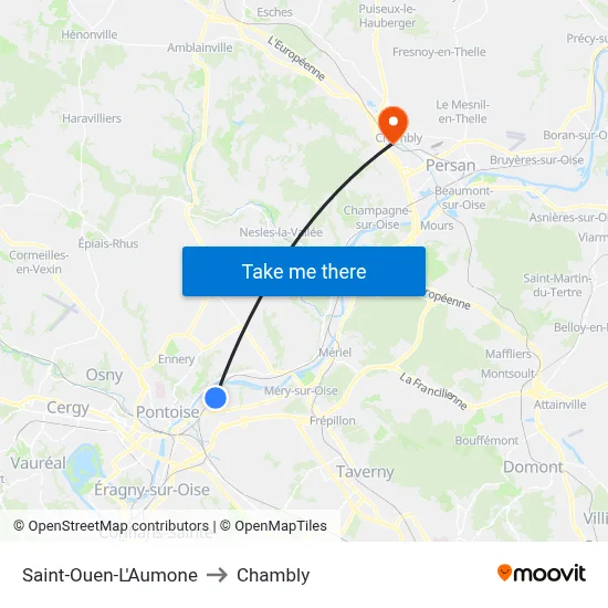 Saint-Ouen-L'Aumone to Chambly map
