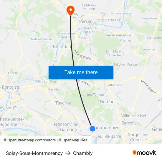 Soisy-Sous-Montmorency to Chambly map