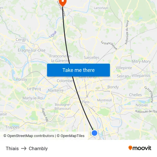 Thiais to Chambly map