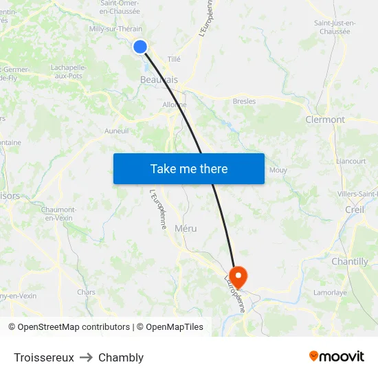 Troissereux to Chambly map