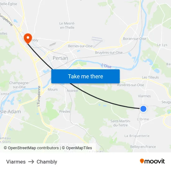Viarmes to Chambly map