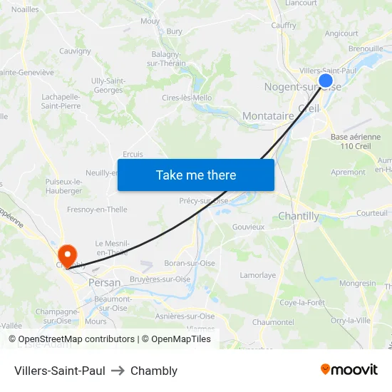 Villers-Saint-Paul to Chambly map