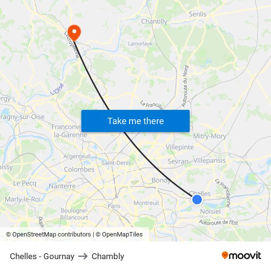 Chelles - Gournay to Chambly map