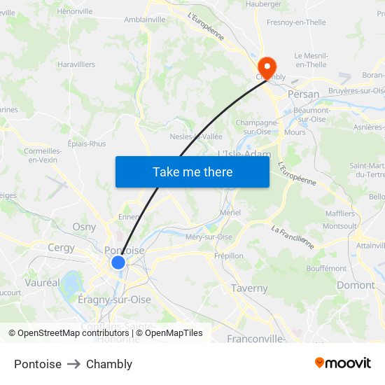 Pontoise to Chambly map