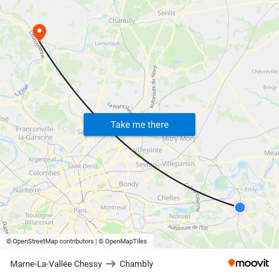 Marne-La-Vallée Chessy to Chambly map