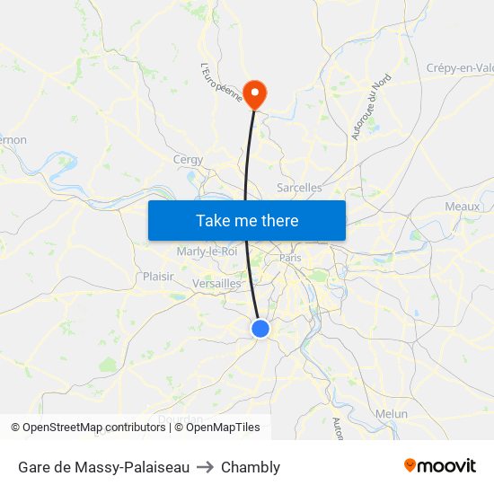 Gare de Massy-Palaiseau to Chambly map