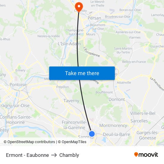 Ermont - Eaubonne to Chambly map