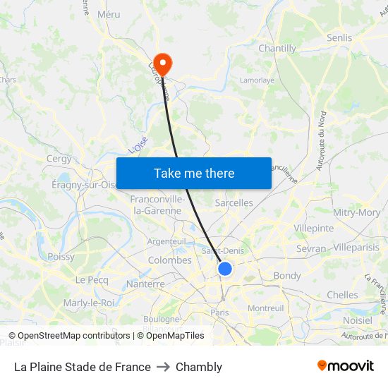 La Plaine Stade de France to Chambly map
