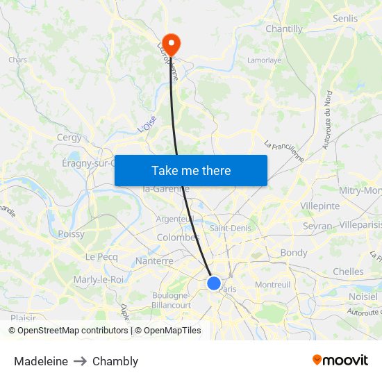 Madeleine to Chambly map