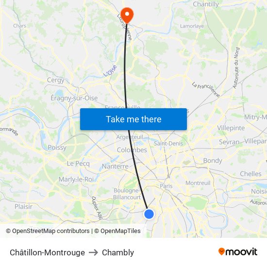 Châtillon-Montrouge to Chambly map