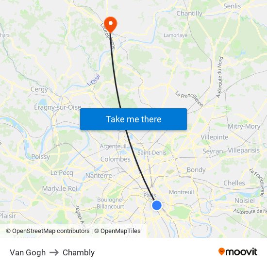 Van Gogh to Chambly map