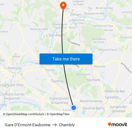 Gare D'Ermont-Eaubonne to Chambly map