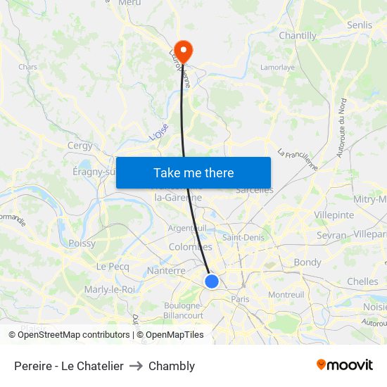 Pereire - Le Chatelier to Chambly map