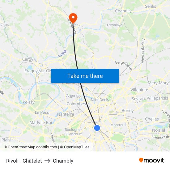 Rivoli - Châtelet to Chambly map