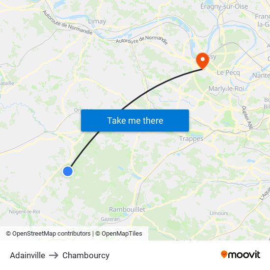 Adainville to Chambourcy map