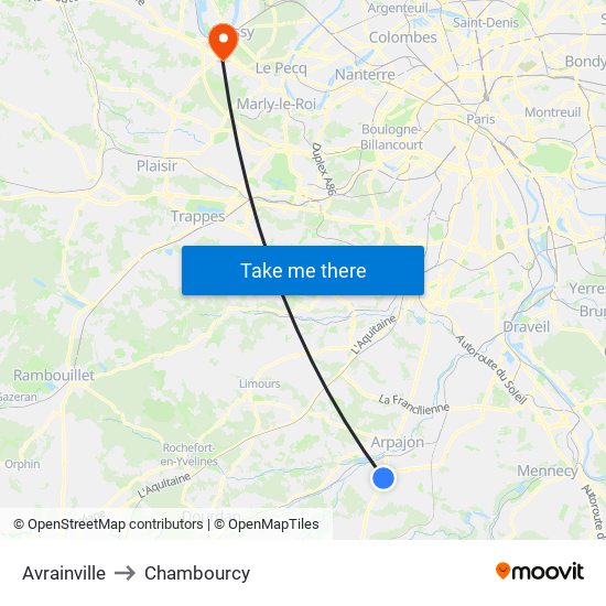 Avrainville to Chambourcy map