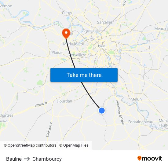 Baulne to Chambourcy map