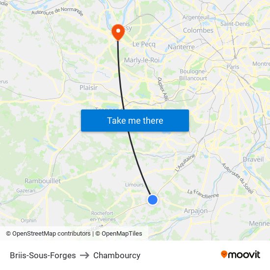 Briis-Sous-Forges to Chambourcy map