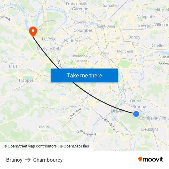 Brunoy to Chambourcy map