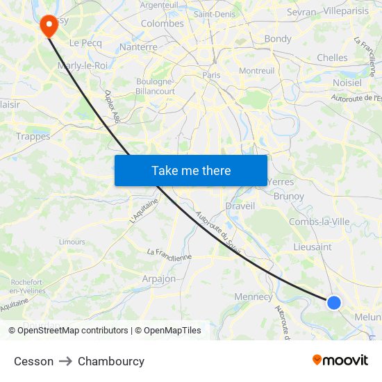 Cesson to Chambourcy map
