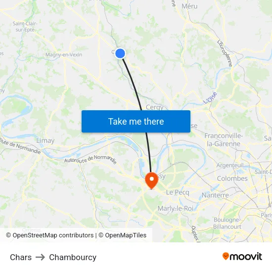 Chars to Chambourcy map