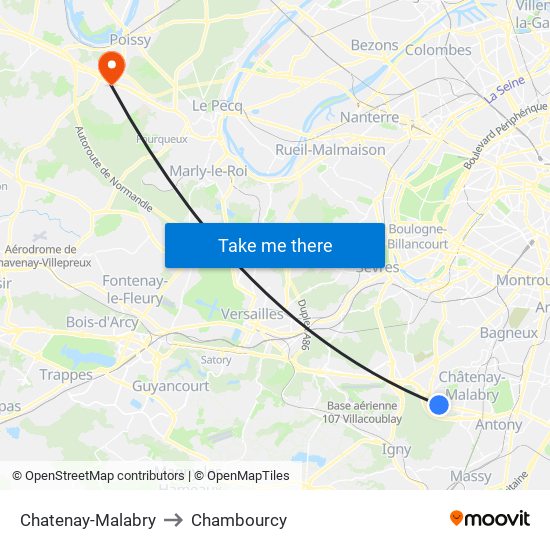 Chatenay-Malabry to Chambourcy map
