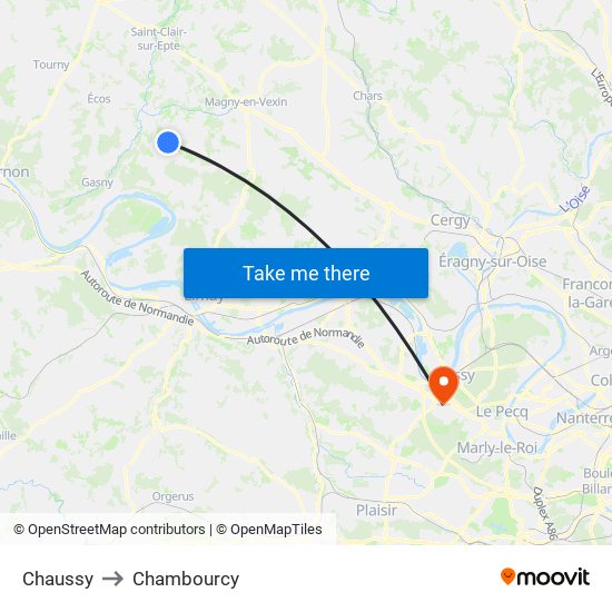 Chaussy to Chambourcy map