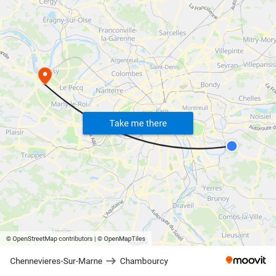 Chennevieres-Sur-Marne to Chambourcy map